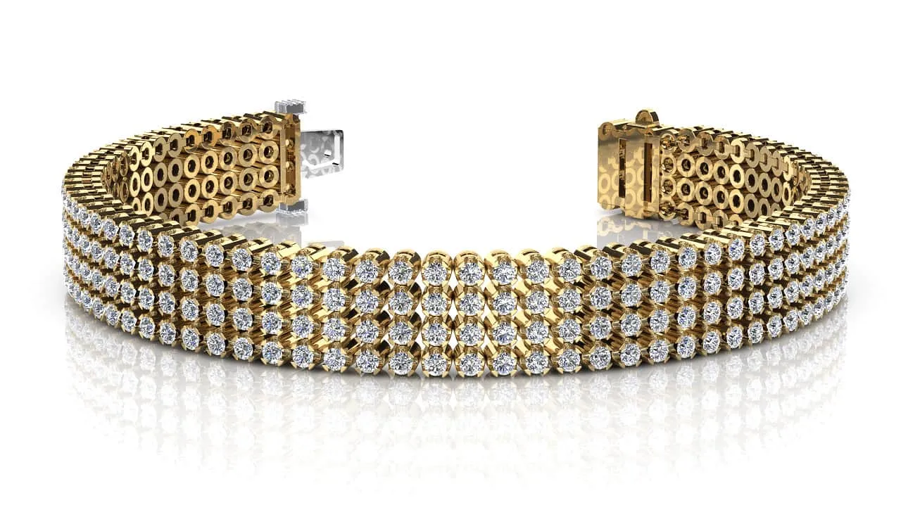 Four Row Lab-Grown Diamond Bracelet with 8.82 ct.(finished) 2.0mm