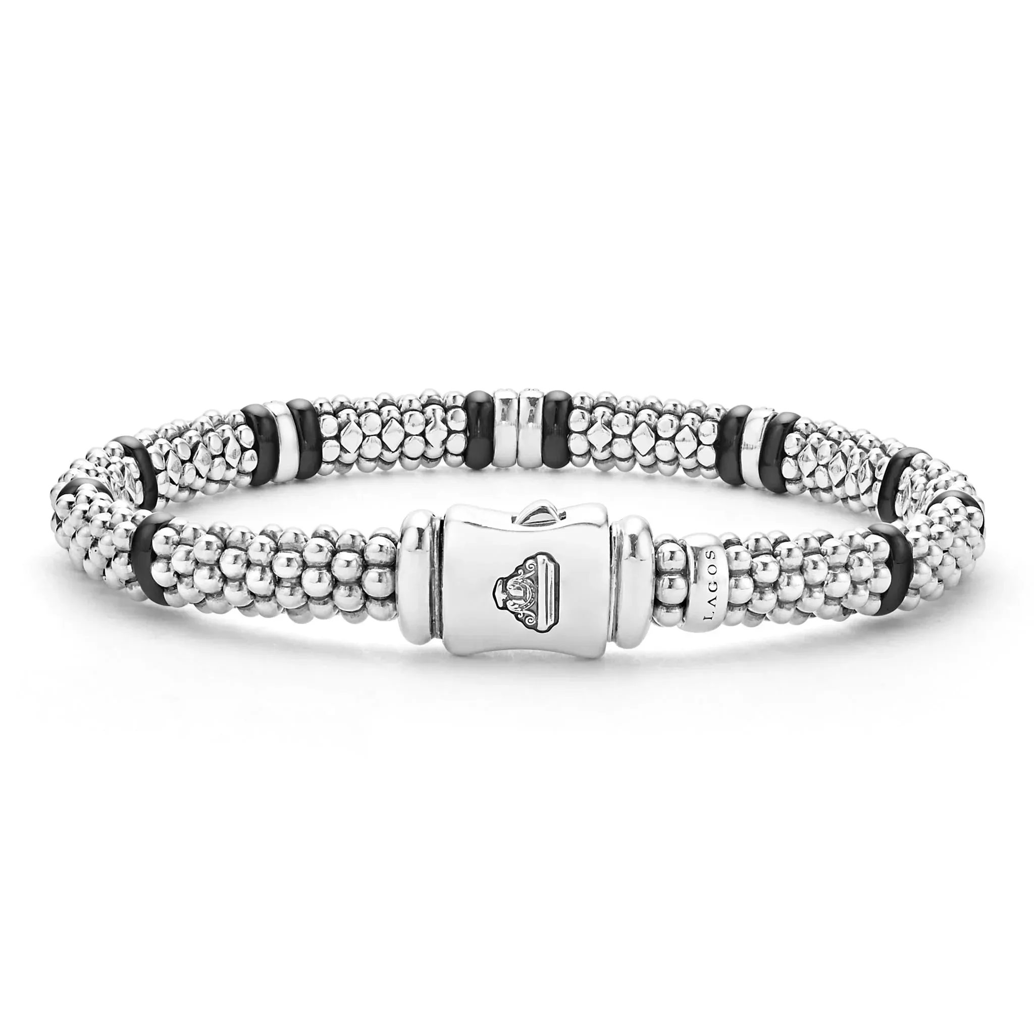 Four Station Diamond Caviar Bracelet | 6mm