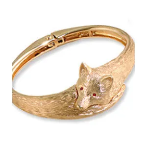 Fox Bangle Bracelet, 14k Gold