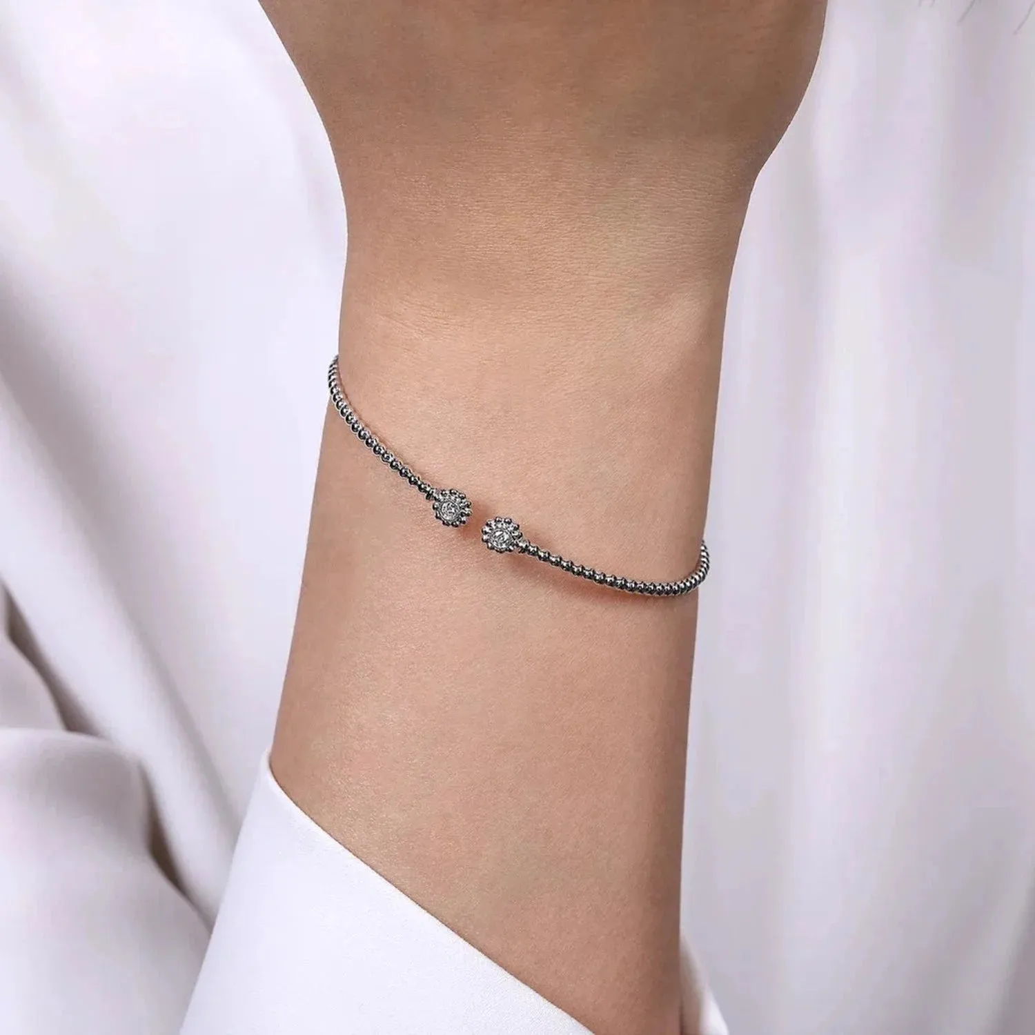 Gabriel & Co. Bujukan Beaded Flower Diamond Bangle