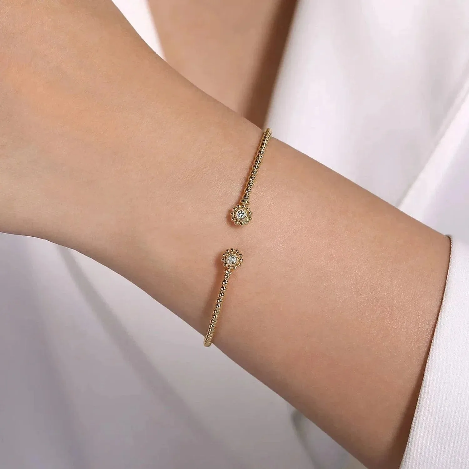 Gabriel & Co. Bujukan Beaded Flower Diamond Bangle
