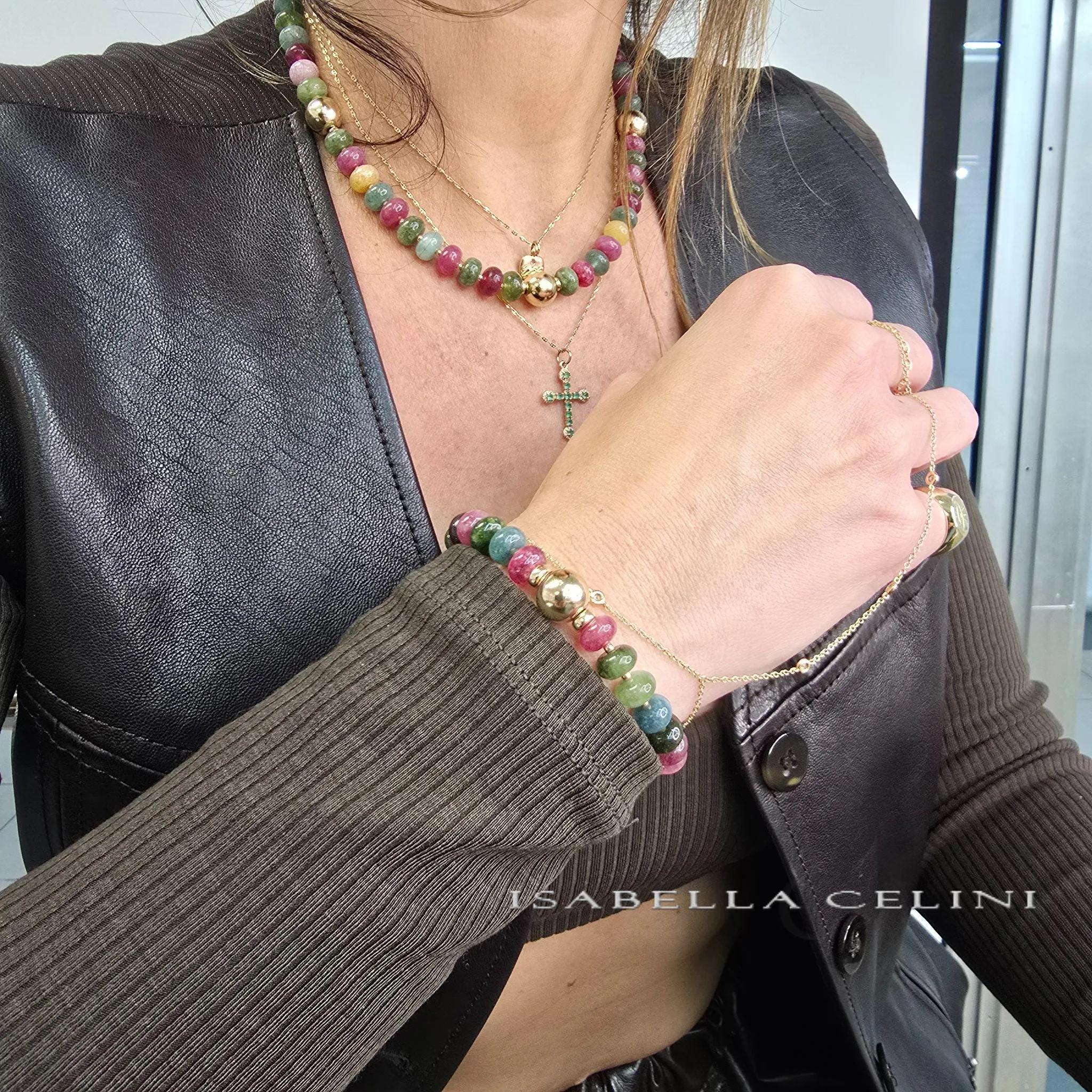 Gemstone Bracelet - Multicolor Jade Roundel Bracelet- 14kt Gold Filled 10mm and 2mm Beads - Tarnish Free Jewelry - Gift for Woman