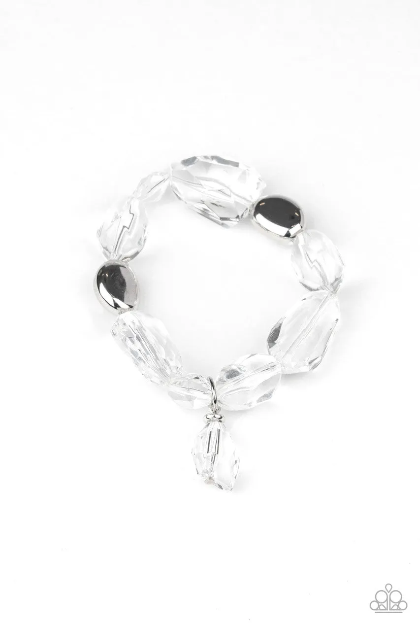 Gemstone Glamour White Paparazzi Bracelet