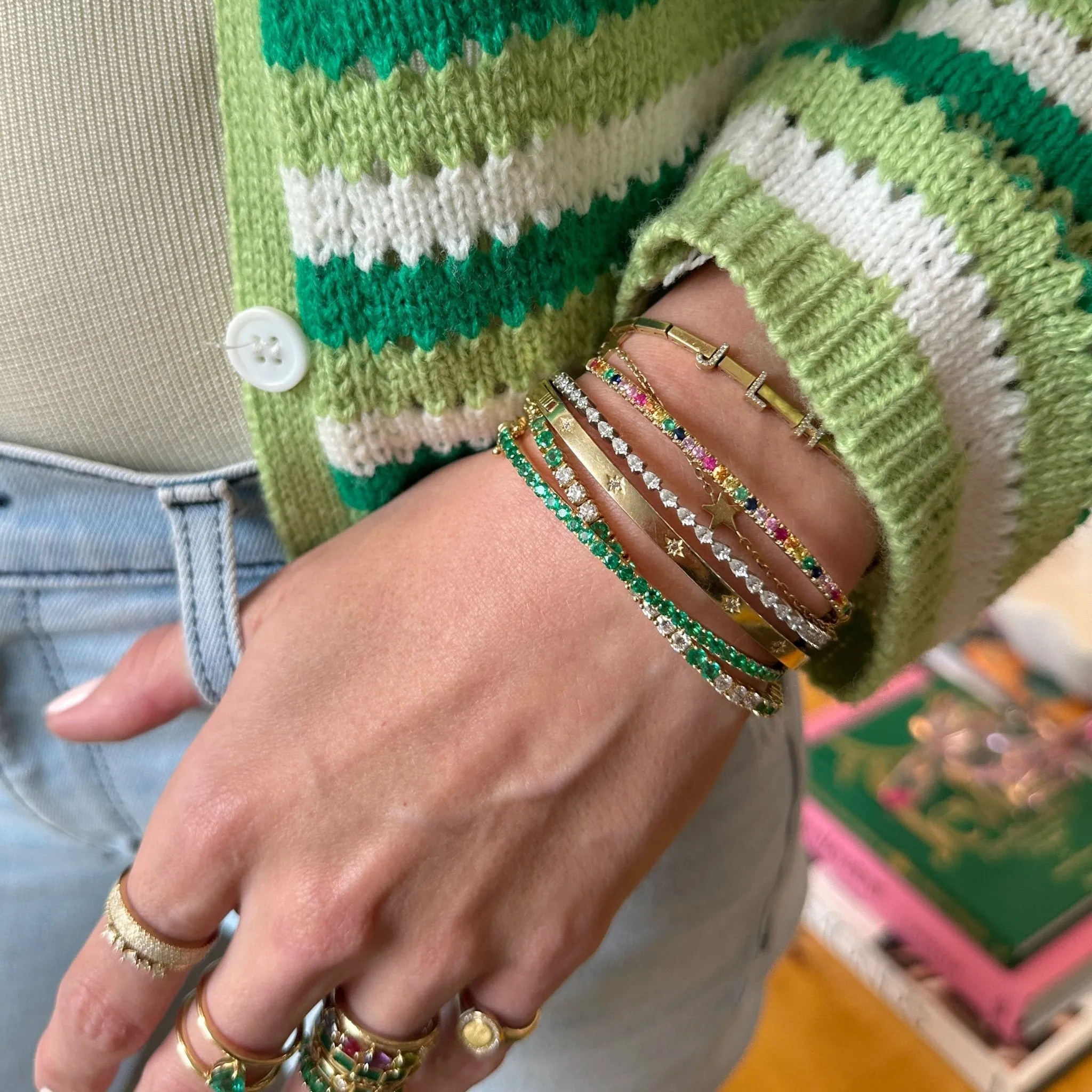 Gemstone Hinge Bangle