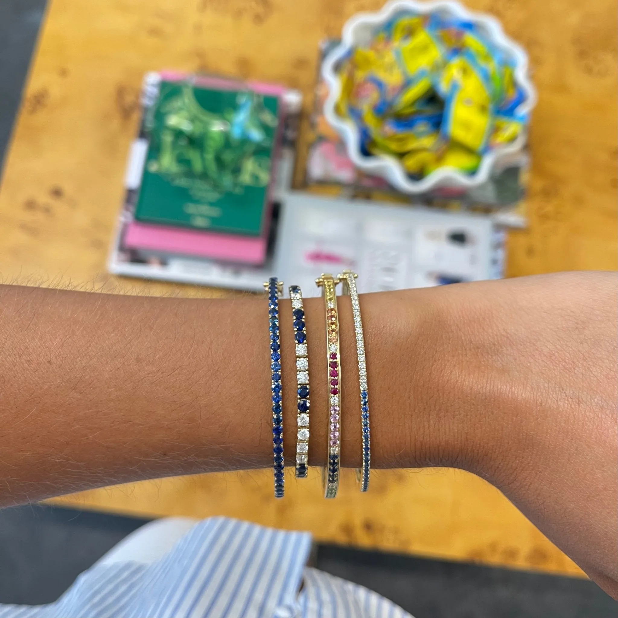 Gemstone Hinge Bangle