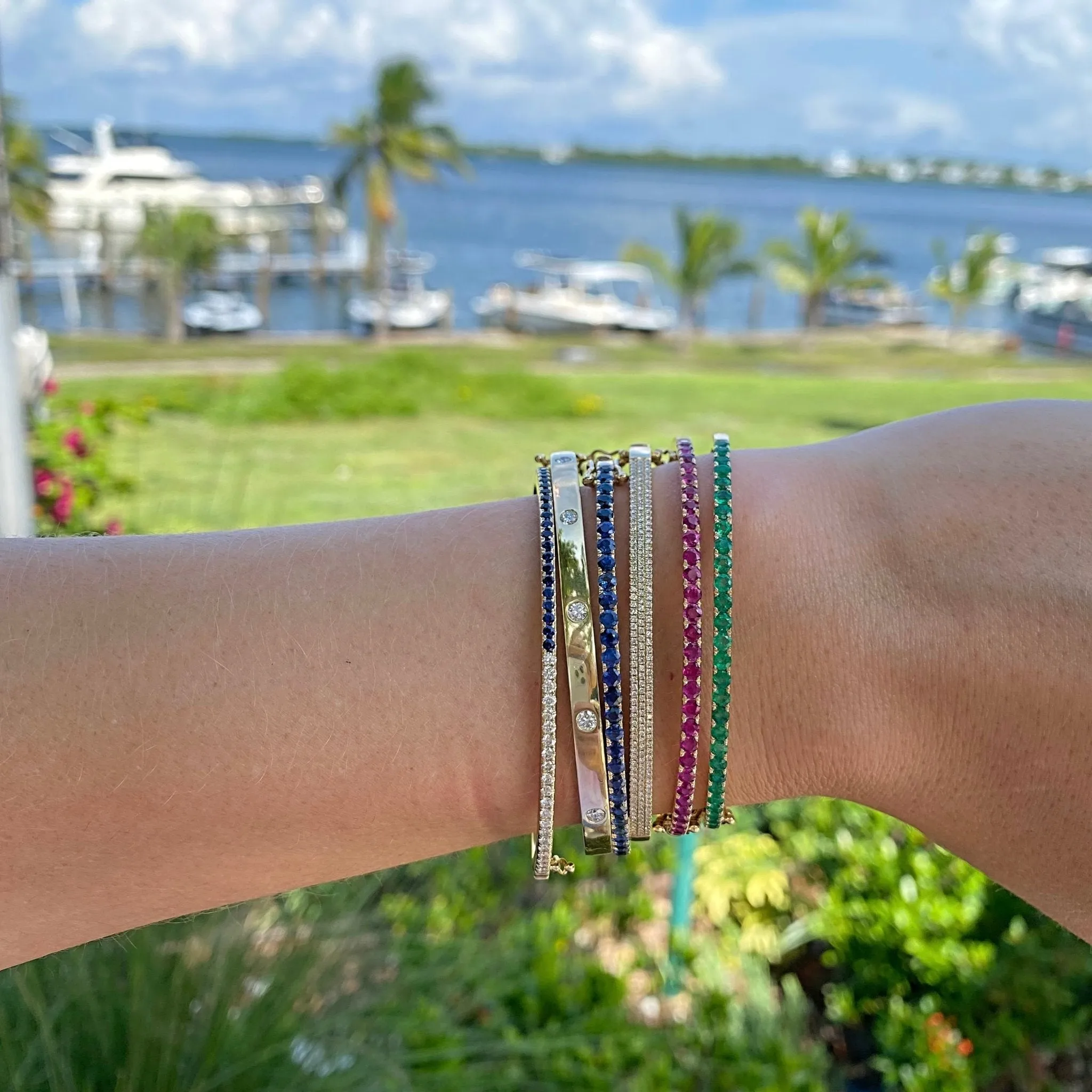 Gemstone Hinge Bangle
