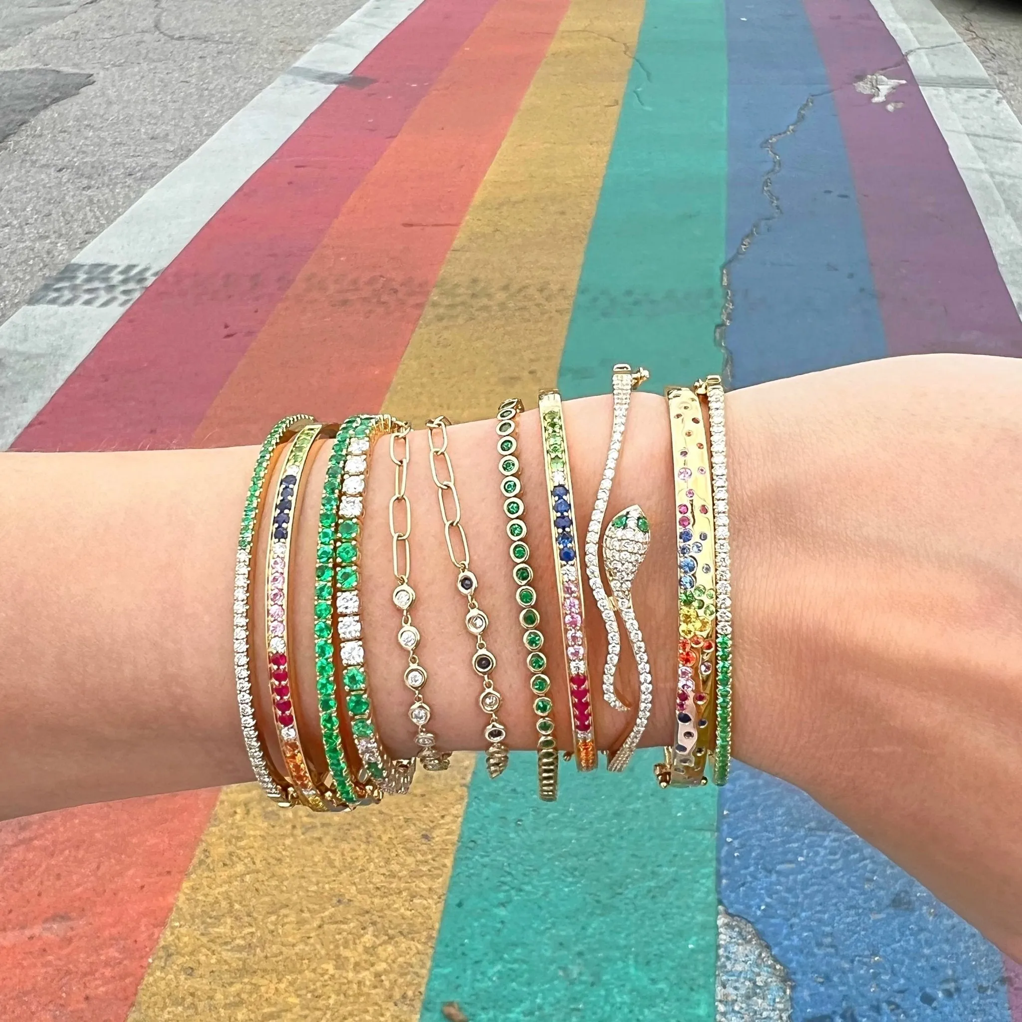 Gemstone Hinge Bangle