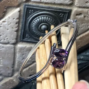 Genuine 4ct Purple Amethyst 925 Solid Sterling Silver Bangle Bracelets