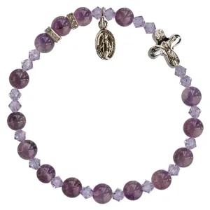 Genuine Amethyst Rosary Bracelet (6mm)