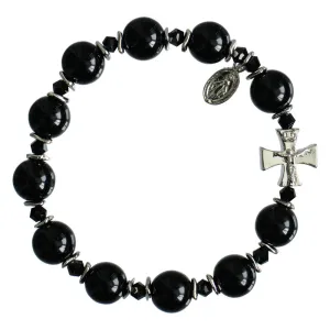 Genuine Black Onyx Rosary Bracelet (10mm)