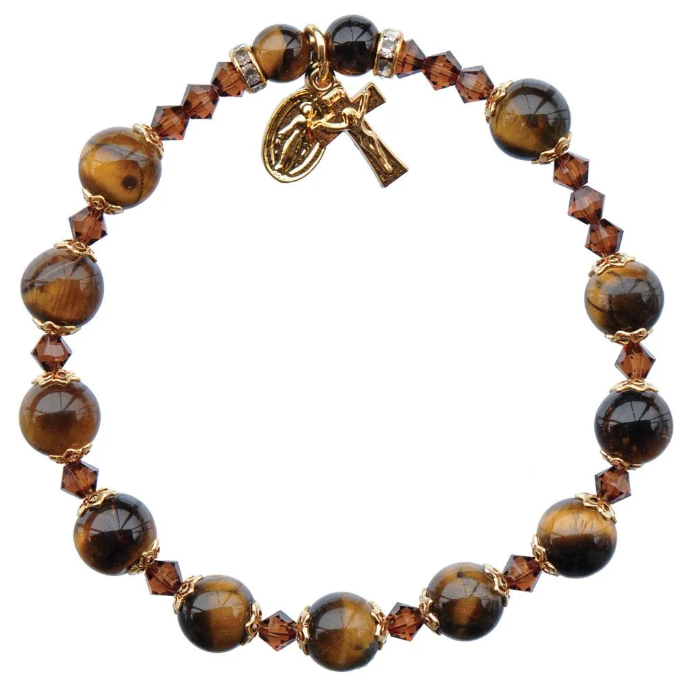 Genuine Tiger Eye Rosary Bracelet (8 mm)