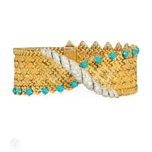 Georges Lenfant gold, turquoise and diamond bracelet