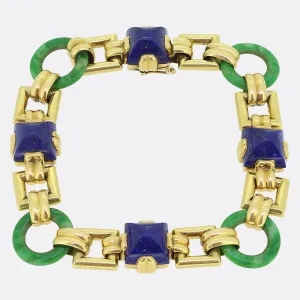 Georges L'Enfant Lapis Lazuli and Jade Bracelet