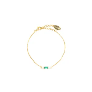 Georgini Gifts Emerald Isle Freshwater Pearl Bracelet In Emerald And Gold