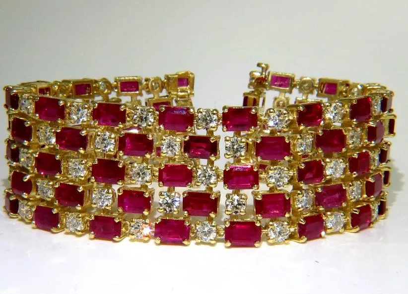 GIA Certified Natural Ruby Diamond Cuff Bracelet 18kt Important Ref 12337