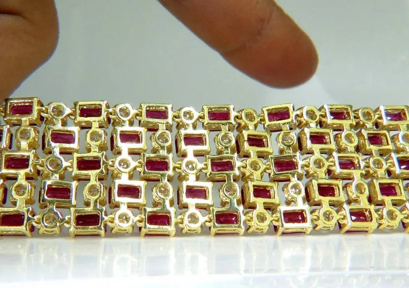 GIA Certified Natural Ruby Diamond Cuff Bracelet 18kt Important Ref 12337