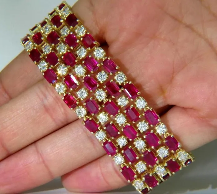 GIA Certified Natural Ruby Diamond Cuff Bracelet 18kt Important Ref 12337