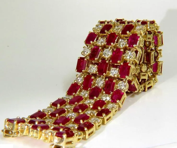 GIA Certified Natural Ruby Diamond Cuff Bracelet 18kt Important Ref 12337