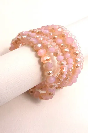 Glass Crystal Bead Stretch Bracelet Set