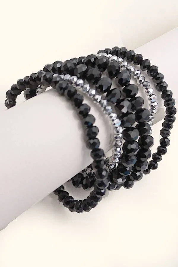 Glass Crystal Bead Stretch Bracelet Set