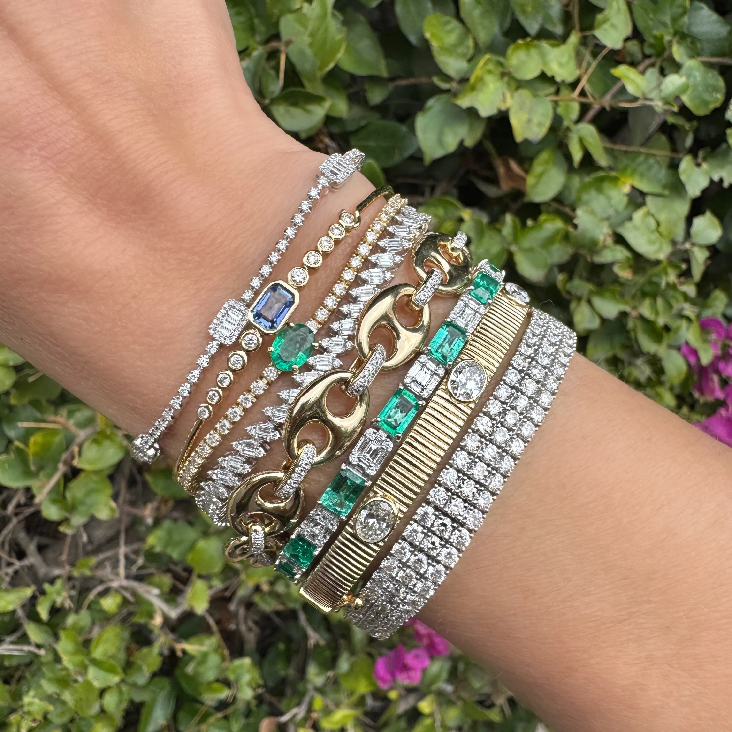 Glitzy Three Row Diamond Bracelet