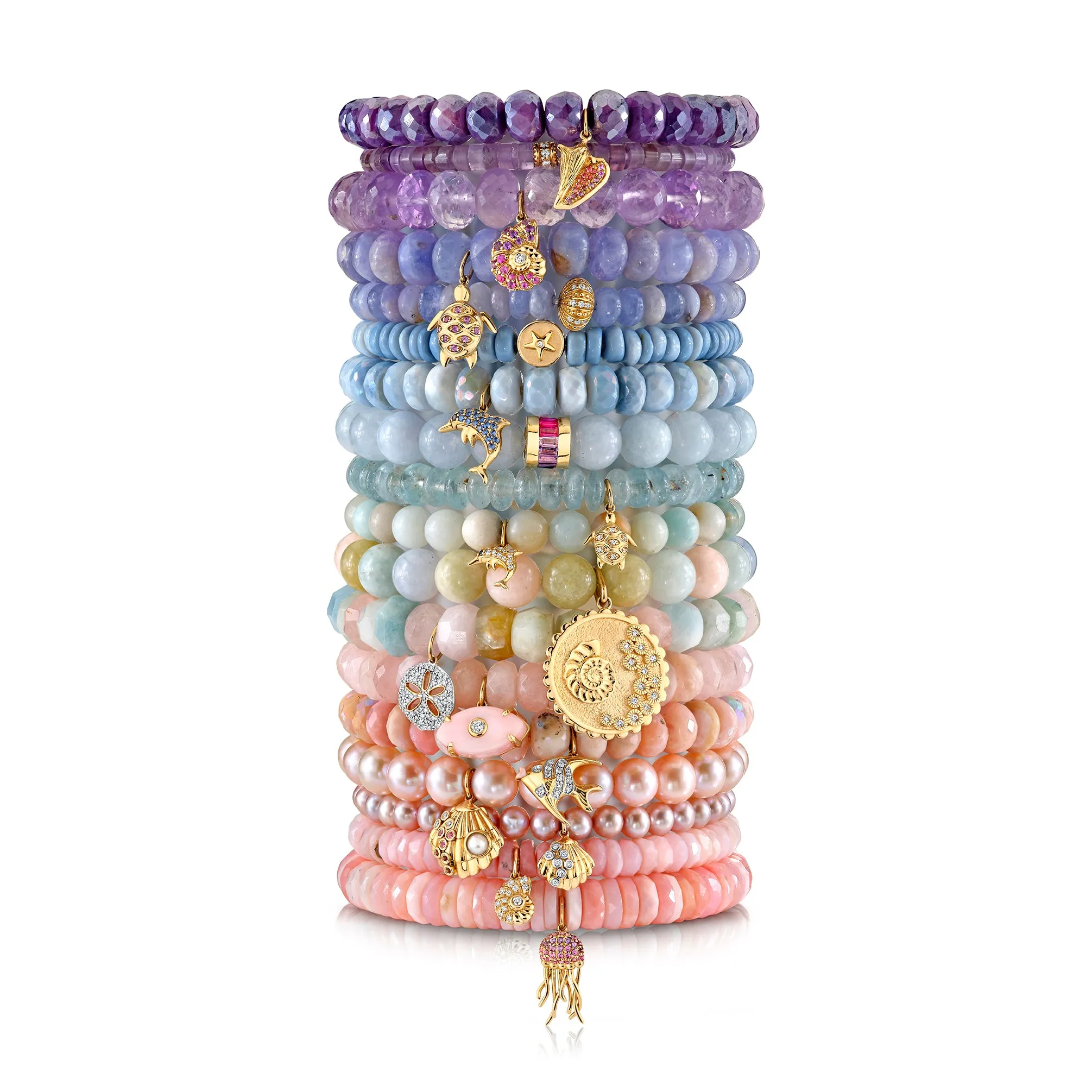 Gold & Diamond Small Clam Shell on Rose Pearls