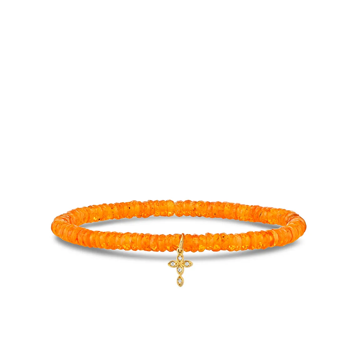 Gold & Diamond Small Marquise Eye Cross on Spessartite