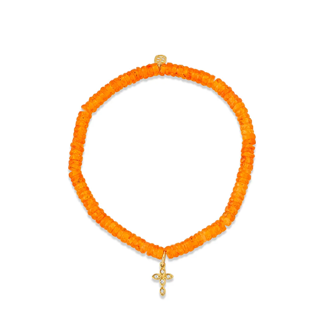 Gold & Diamond Small Marquise Eye Cross on Spessartite