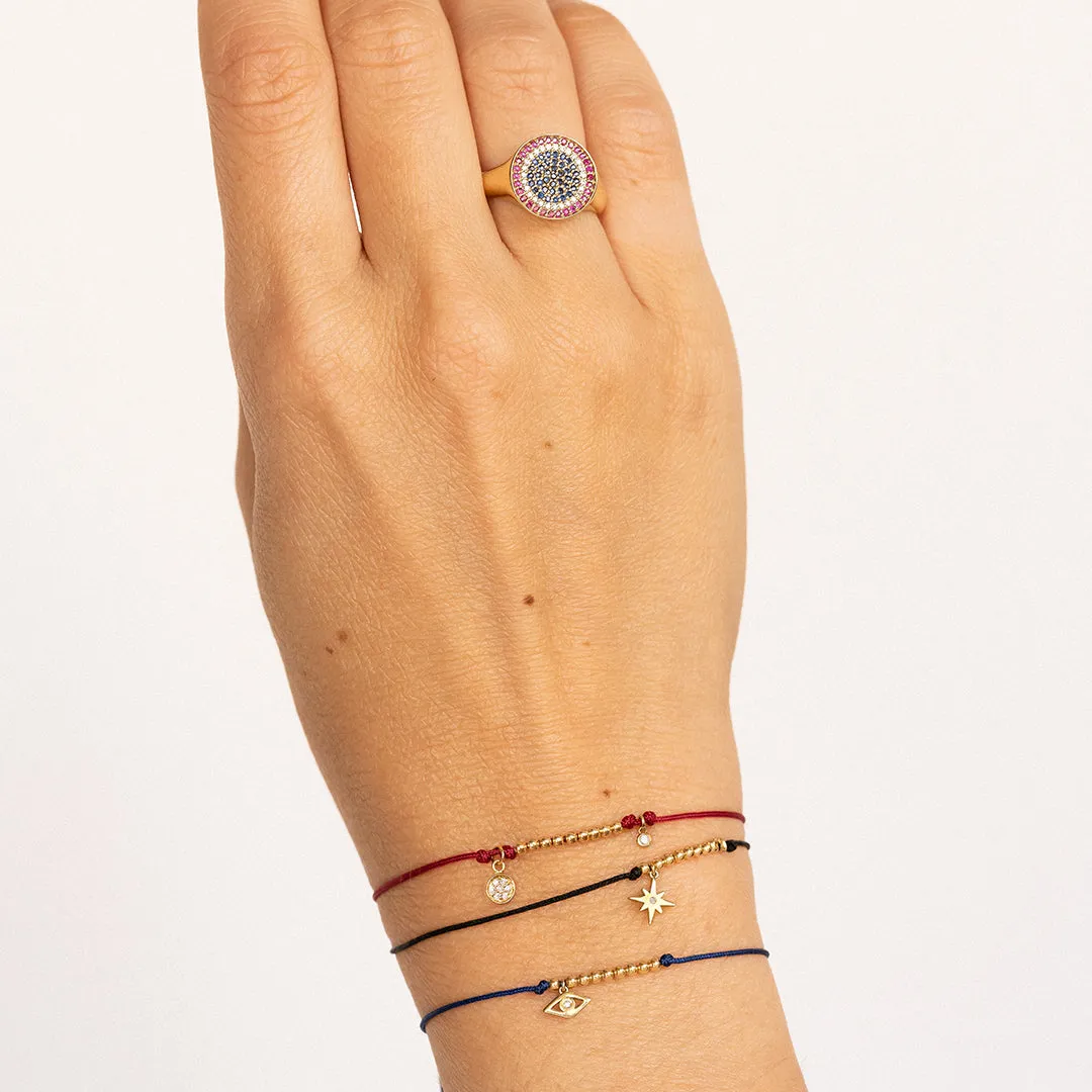 Gold & Diamond Tiny Eye Cord Bracelet