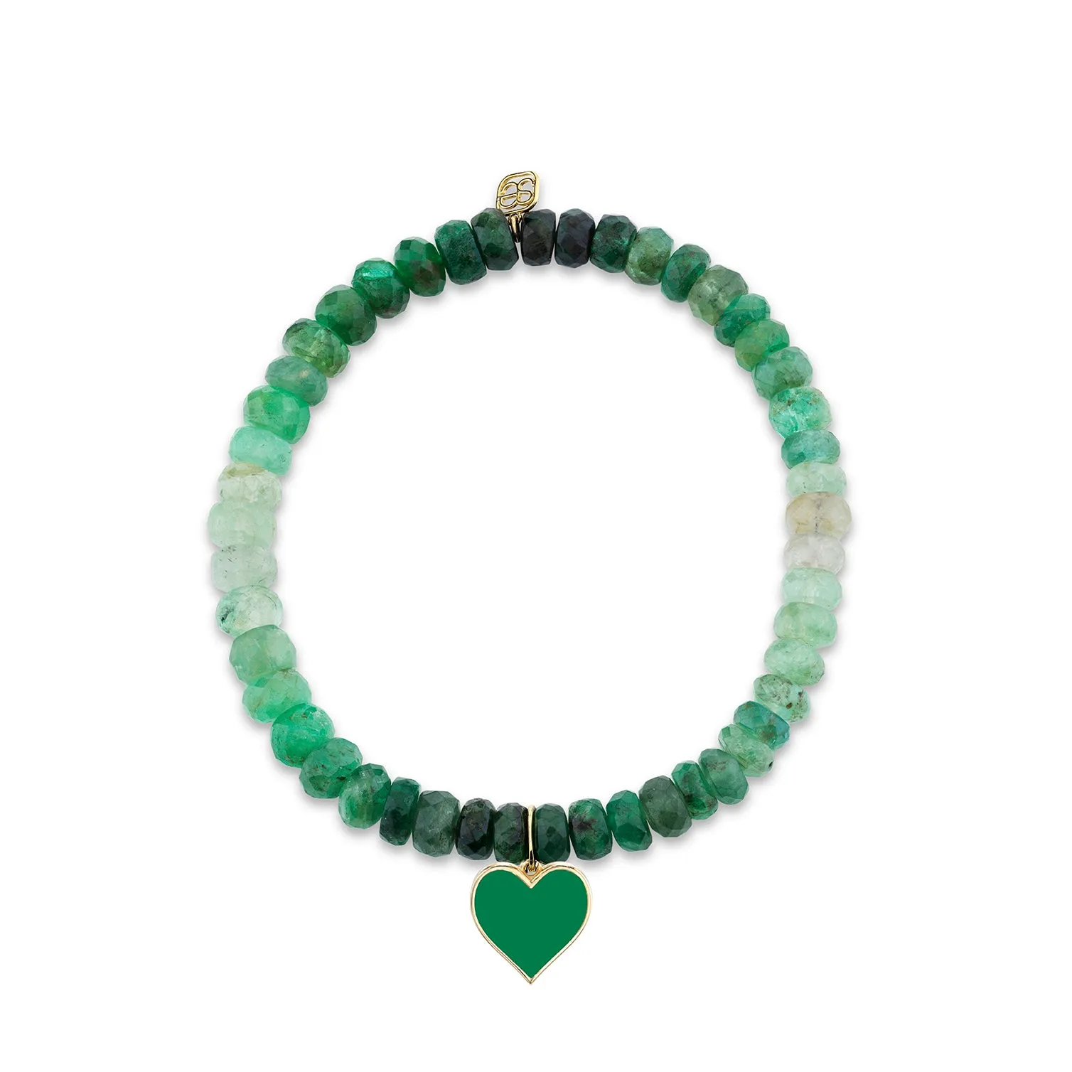 Gold & Enamel Heart on Shaded Emerald