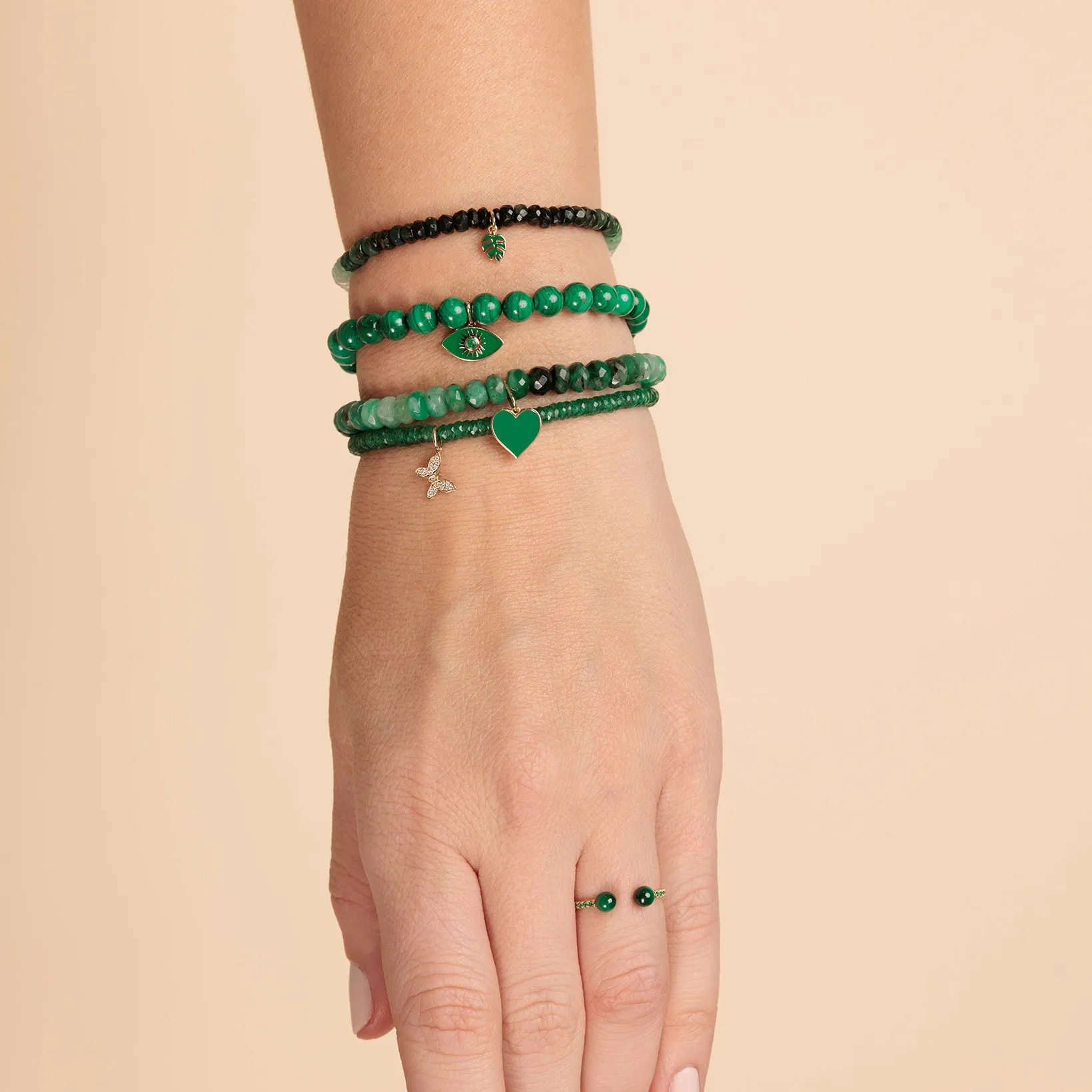 Gold & Enamel Heart on Shaded Emerald