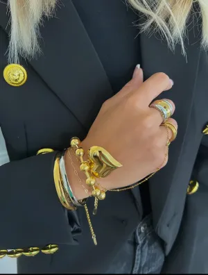 Gold Bubble Heart Bracelet