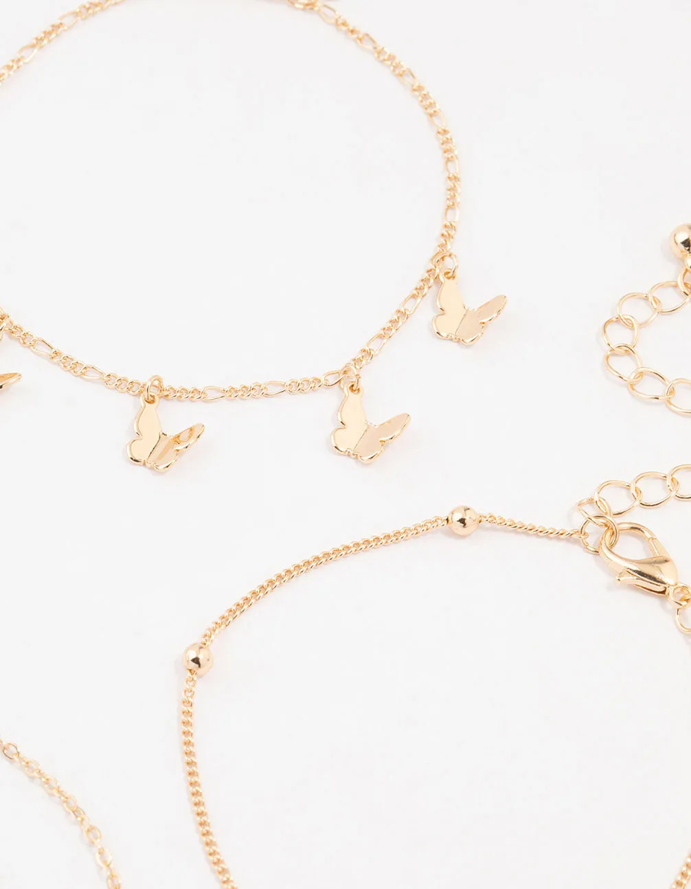 Gold Butterfly Drop Bracelets 4-Pack