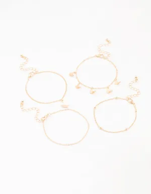 Gold Butterfly Drop Bracelets 4-Pack