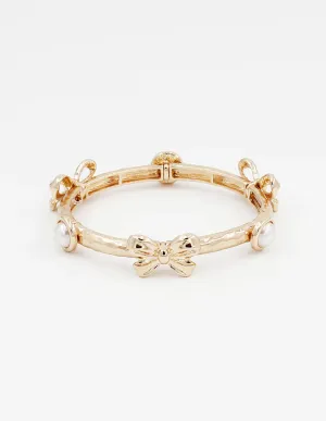 Gold Metal Bow Stretch Bracelets