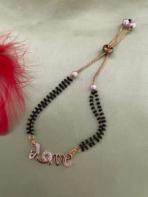 Gold Plated Love Pendant AD Adjustable Mangalsutra Bracelet