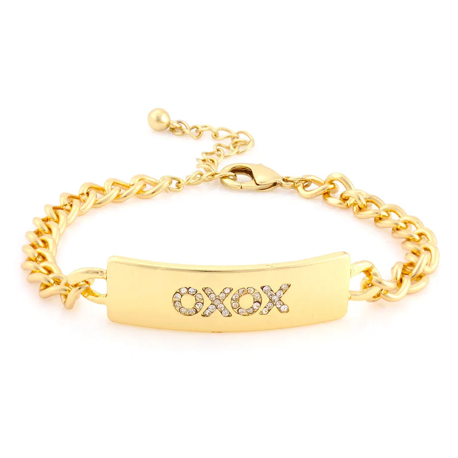 GOLD-TONE METAL RECTANGLE CRYSTAL BRACELETS  #FW1403673 (AC7)