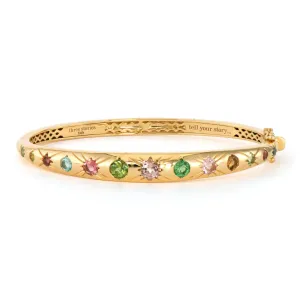 Graduated Emerald or Tourmaline Starry Night Metal Set Bangle Bracelet