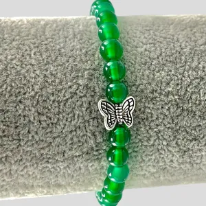 Green Agate and Butterfly Bracelet