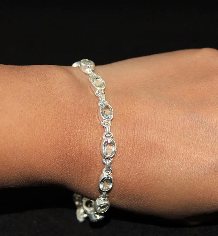 Green Amethyst Link Bracelet
