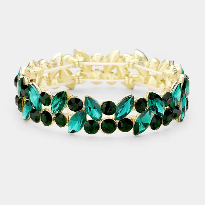 Green Crystal Marquise Stone Pageant Bracelet  | Prom Bracelet | 425169