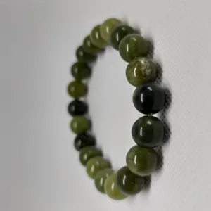 Green Jade Round Bead Crystal Bracelet