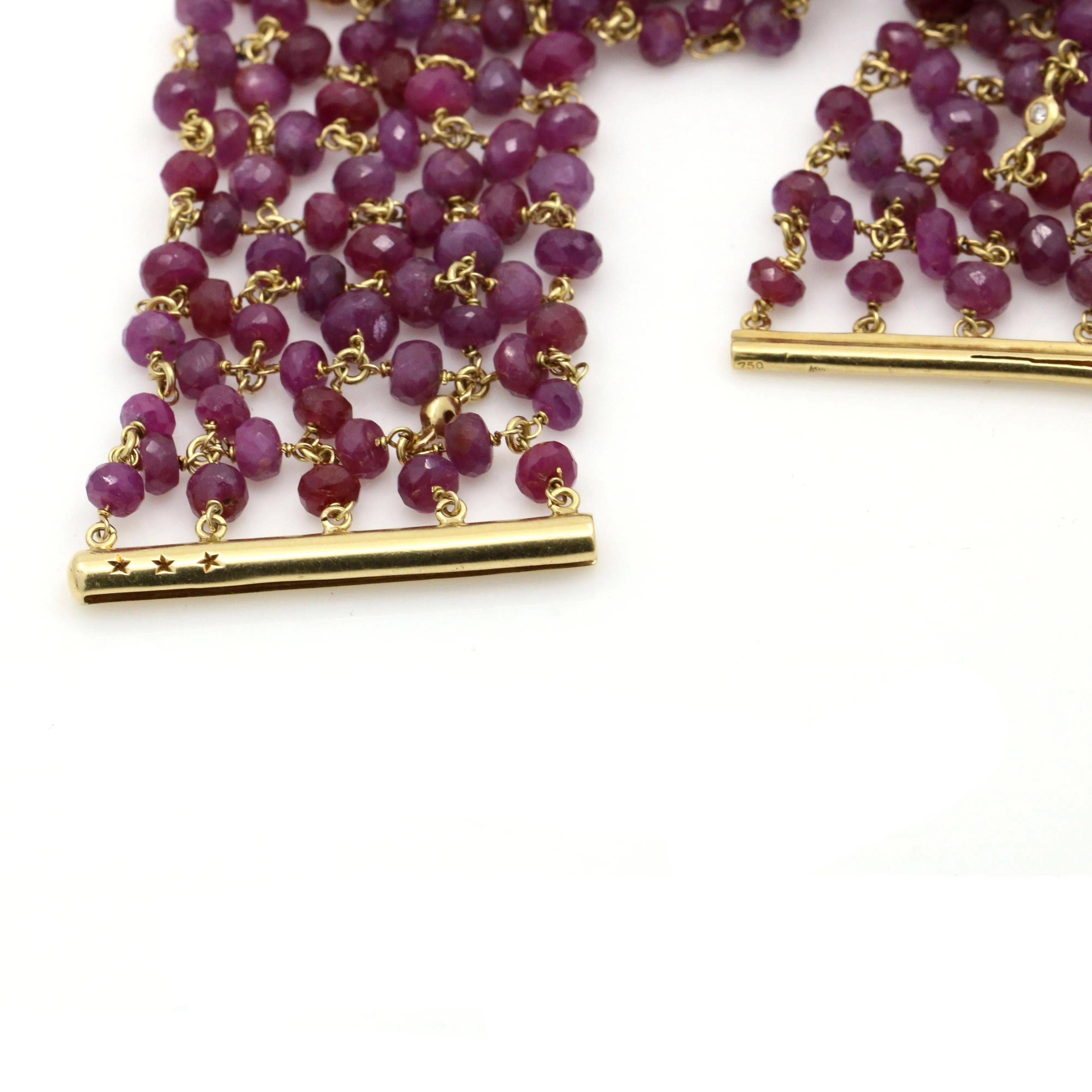 H. Stern Ruby Beads and Diamond Mesh Bracelet in 18k Yellow Gold