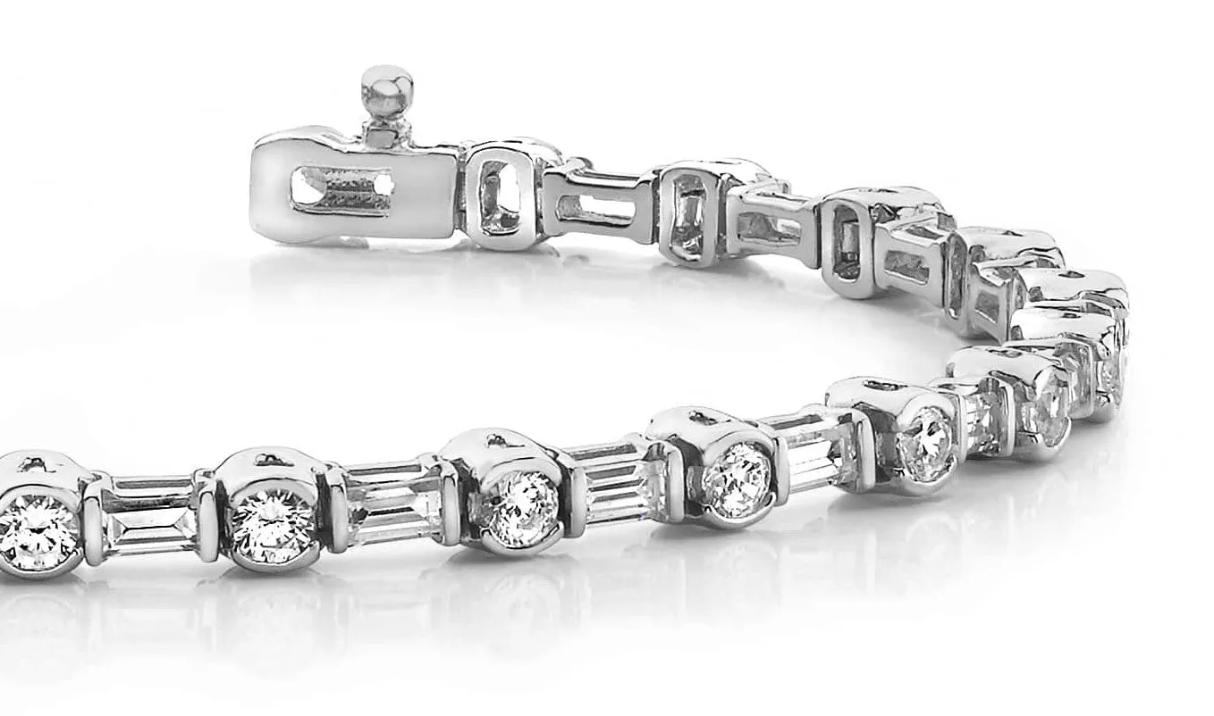 Half Bezel And Channel Set Lab-Grown Diamond Bracelet with 2.08 ct.(finished) 2.7x1.4mm, 2mm