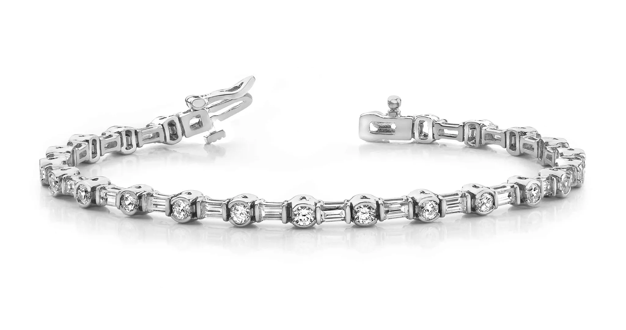 Half Bezel And Channel Set Lab-Grown Diamond Bracelet with 2.08 ct.(finished) 2.7x1.4mm, 2mm