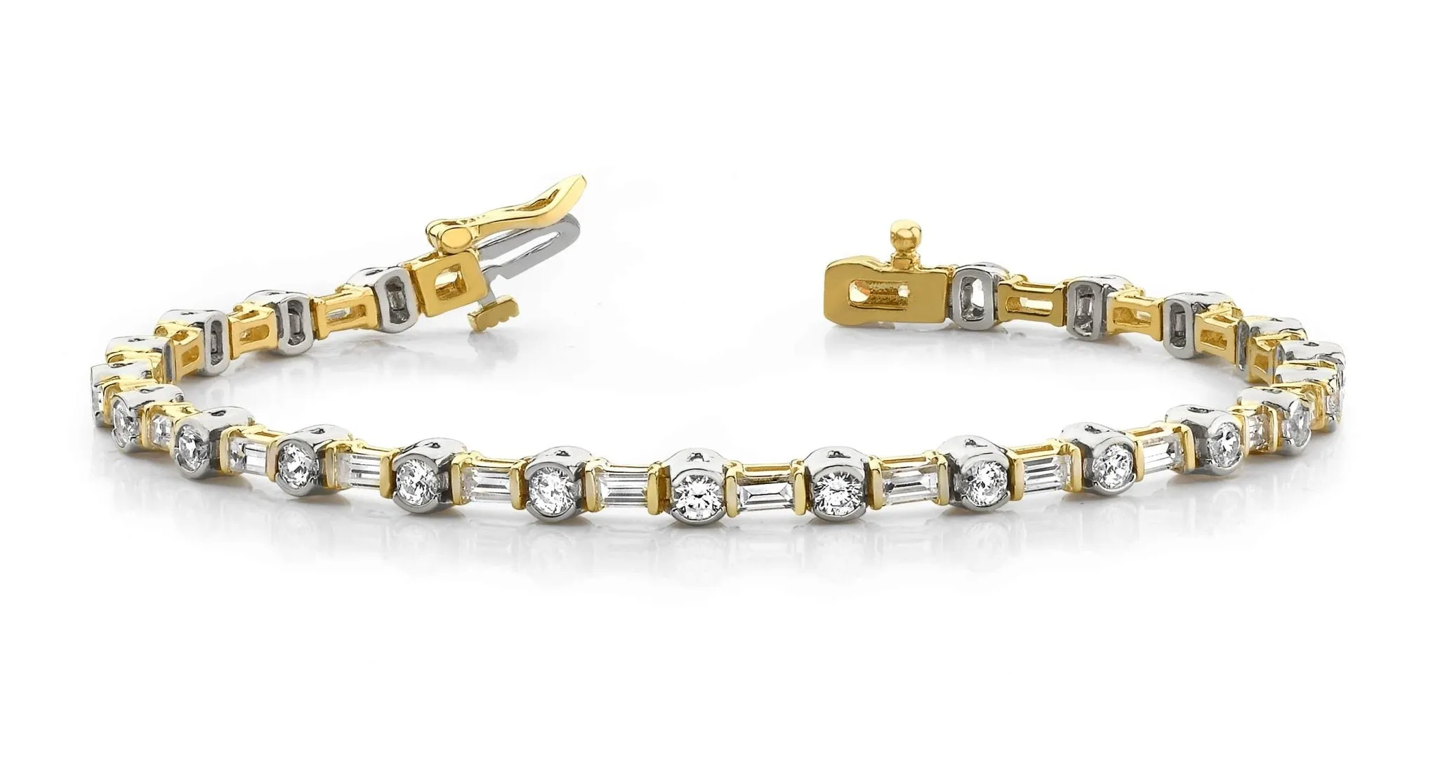 Half Bezel And Channel Set Lab-Grown Diamond Bracelet with 2.08 ct.(finished) 2.7x1.4mm, 2mm