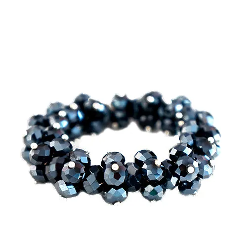 HEMATITE BLACK GLASS CRYSTAL STRETCH BRACELET  #HNB92135_HEM-JET (TC8/R-Rack M)