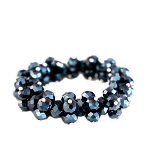 HEMATITE BLACK GLASS CRYSTAL STRETCH BRACELET  #HNB92135_HEM-JET (TC8/R-Rack M)