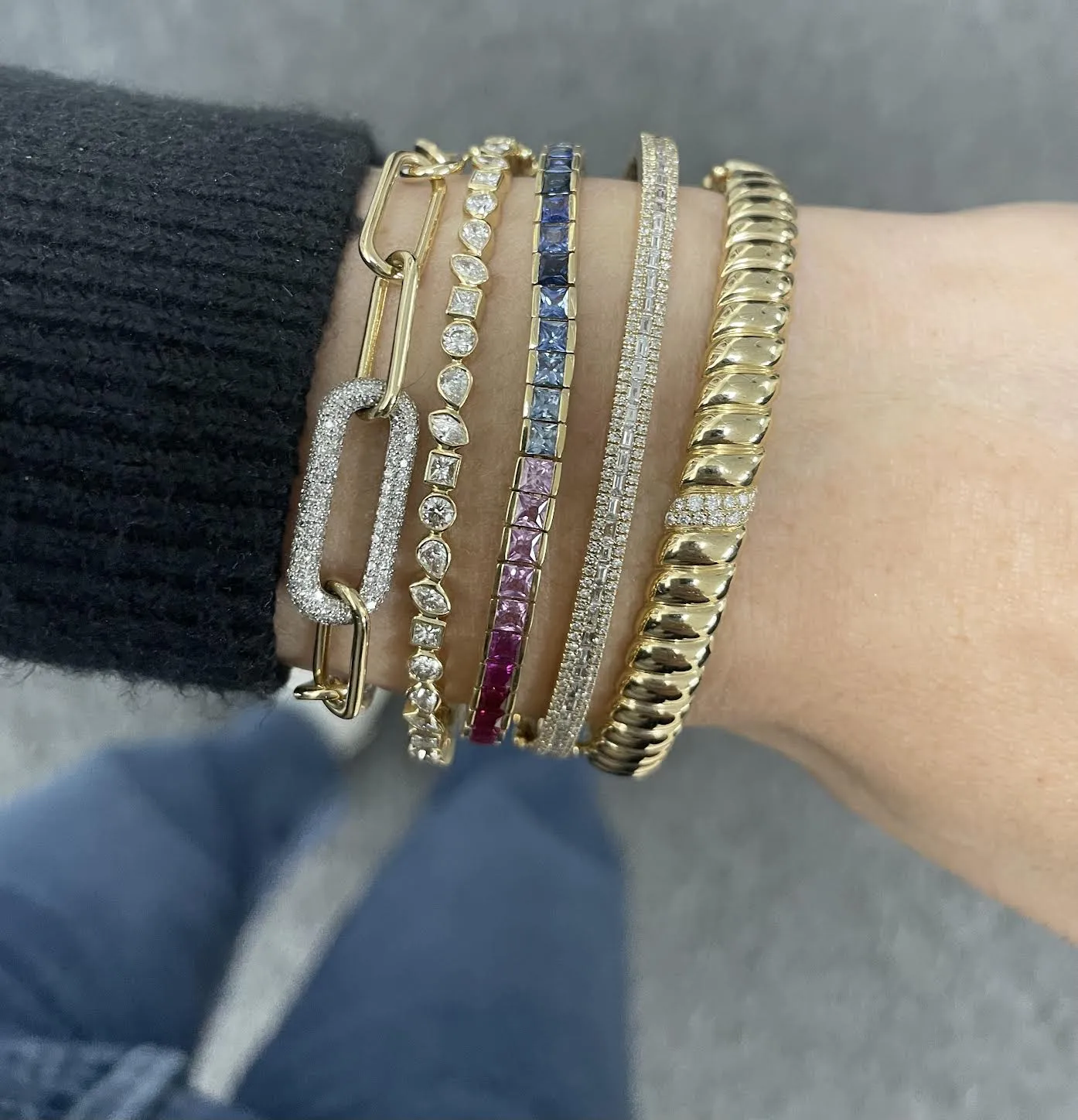 Horizontal Baguette Diamond Bangle