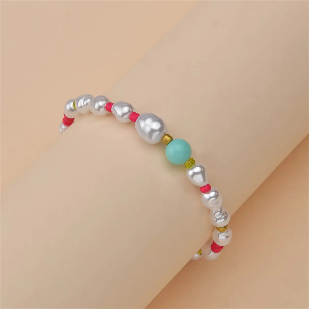 Howlite & Turquoise Beaded Station Bracelet